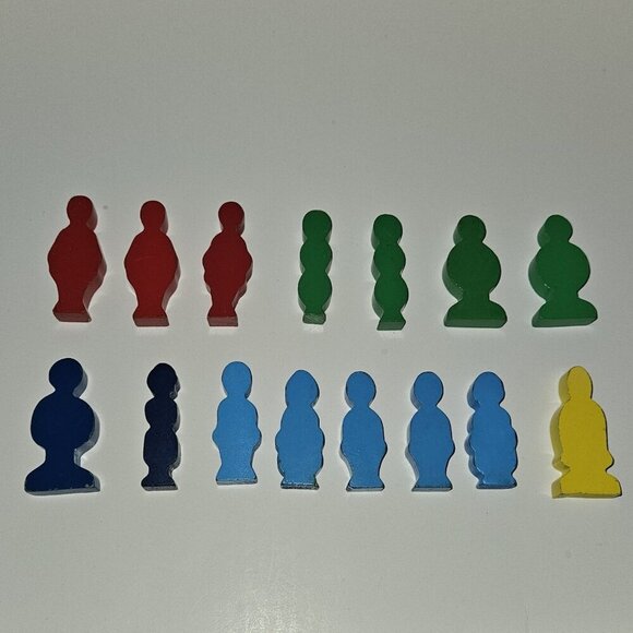 15 Wooden Toy People Figures Lot Railway Train Accessories Blue Green Red READ - Picture 1 of 11